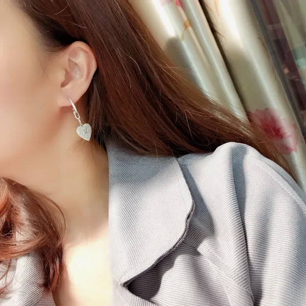 Louis Vuitton Pavé Heart Drop Hoop Earrings Silver-Tone product view 6