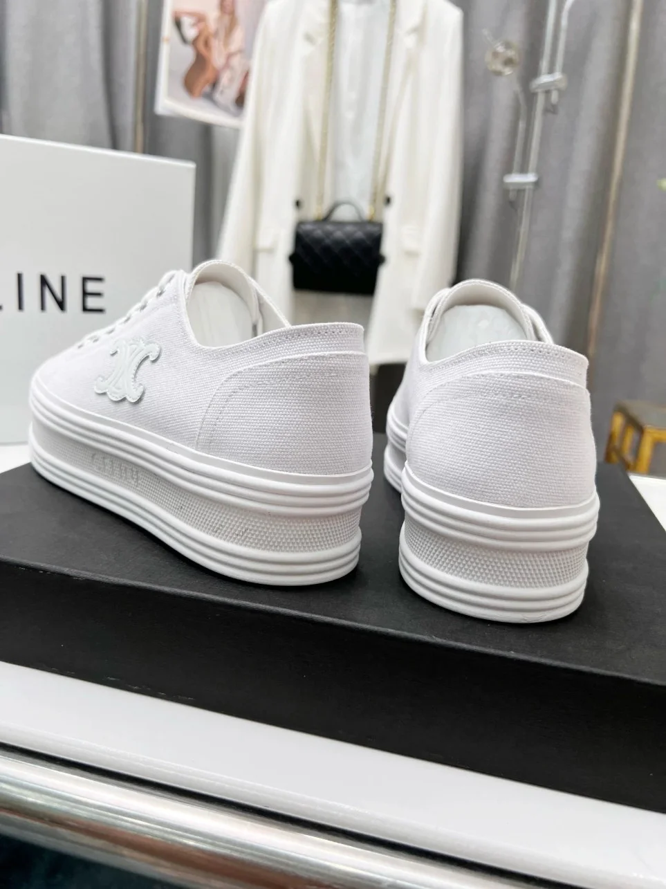 Celine Women’s Jane Low-top Sneakers in White Canvas product view 10