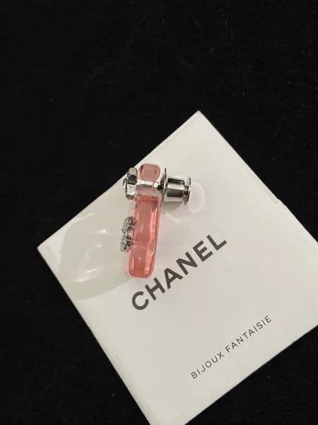 Chanel Perfume Bottle Brooch Pink and Silver-Tone product view 4