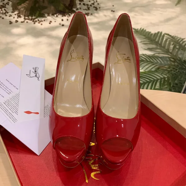 Christian Louboutin New Very Prive 120 Peep-Toe Platform Pumps Red product view 3