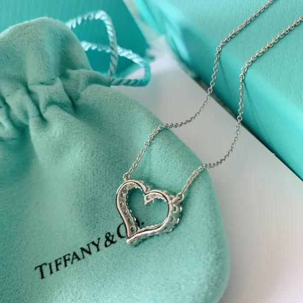 Tiffany & Co. Medium Pavé-Effect Open Heart Necklace Silver-Tone product view 4
