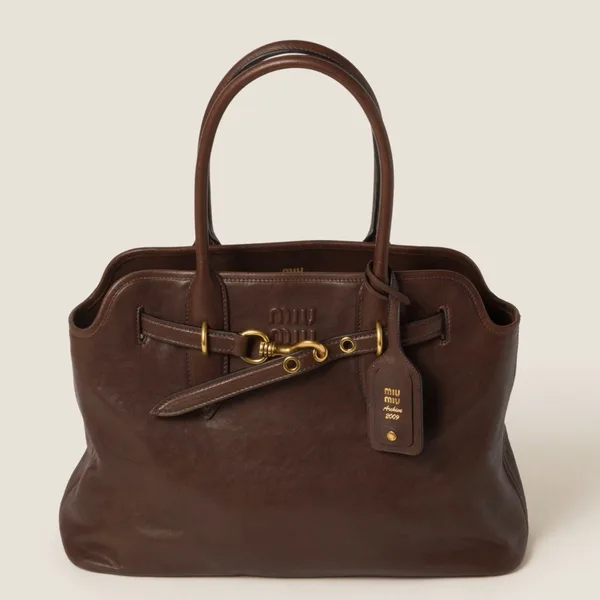 Miu Miu Aventure Large Shopper Bag in Briarwood Nappa Leather product photo