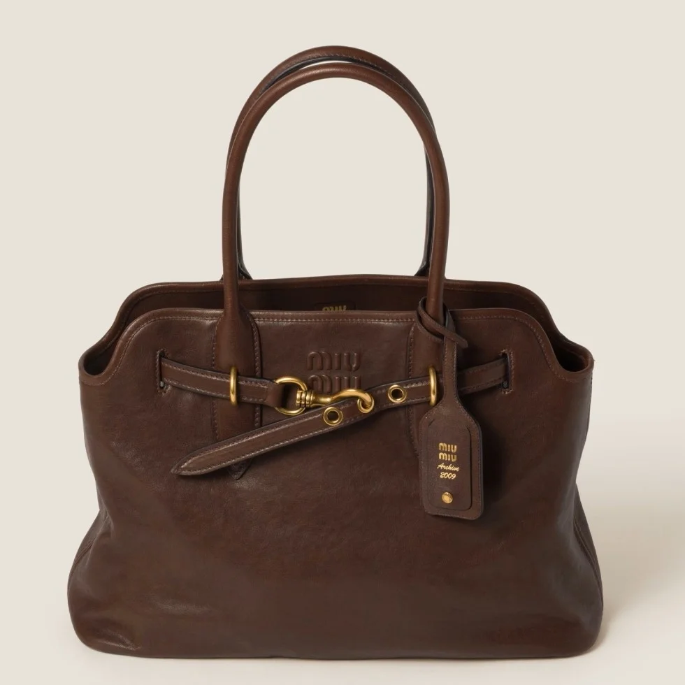 Miu Miu Aventure Large Shopper Bag in Briarwood Nappa Leather product view 1