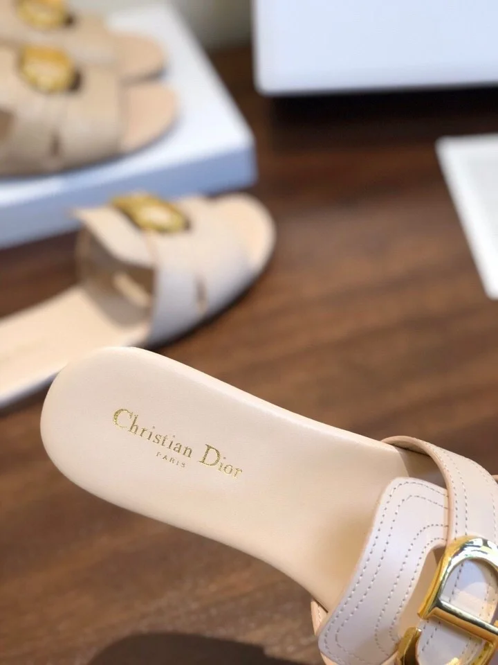 Dior 30 Montaigne Slides In Beige Calfskin product view 7