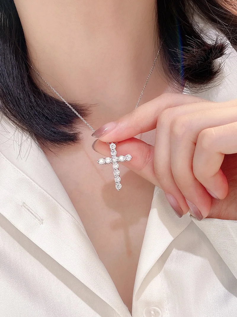 Tiffany & Co. Pavé-Effect Cross Pendant Necklace Silver-Tone product view 3
