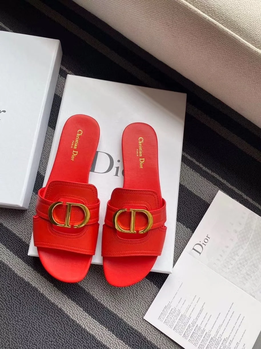 Dior 30 Montaigne Slides In Red Calfskin product view 5