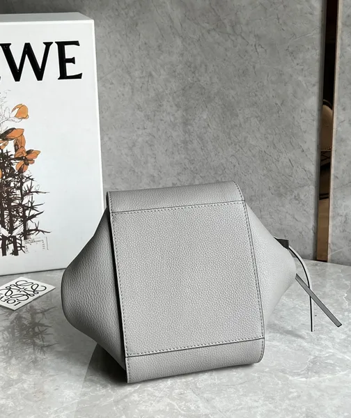 Loewe Compact Hammock Bag in Pearl Grey Grained Calfskin product view 4