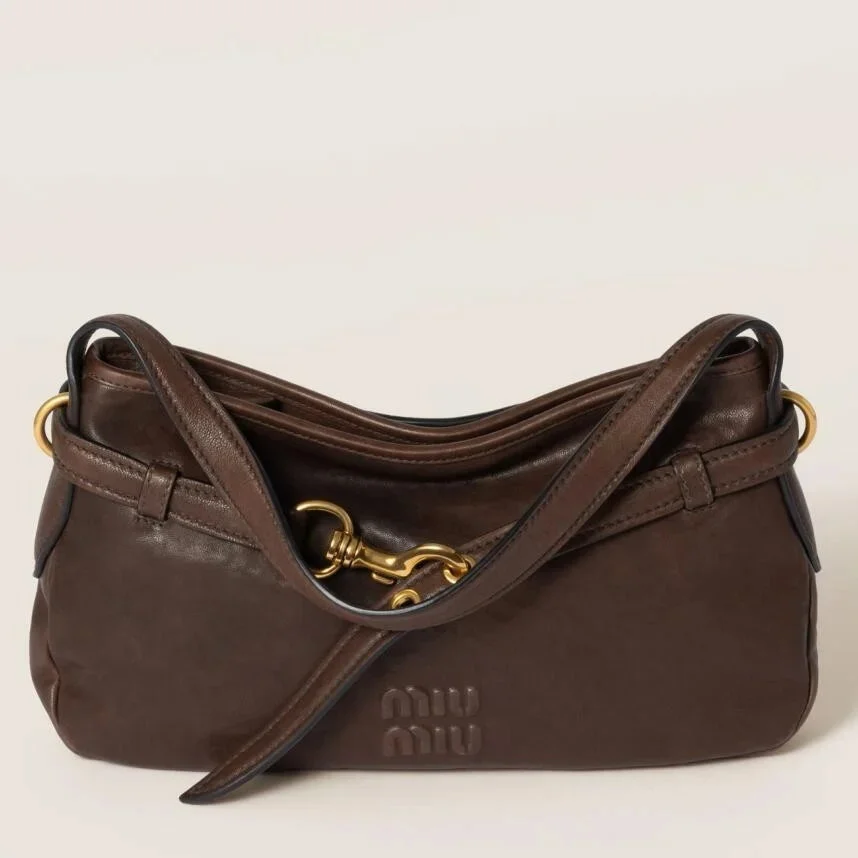 Miu Miu Aventure Small Shoulder Bag in Briarwood Nappa Leather product view 1