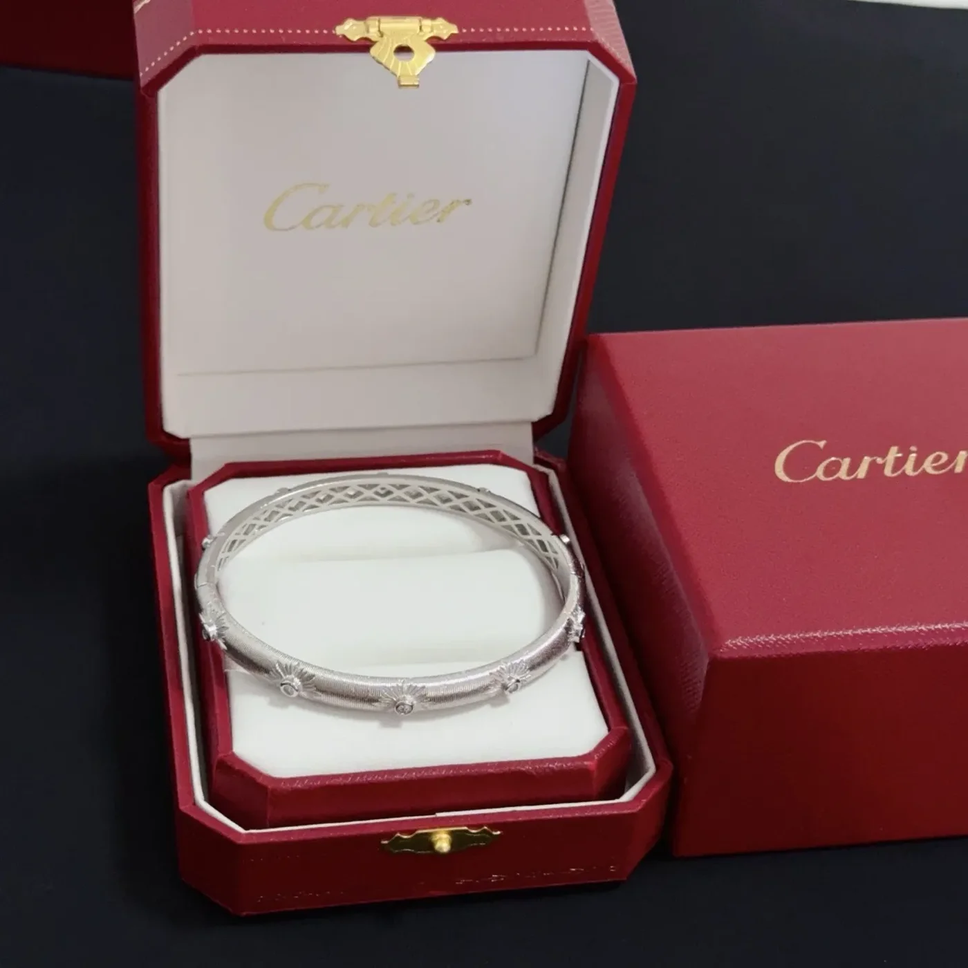 Cartier Silver-Tone Pave-Effect Bangle Bracelet product view 1