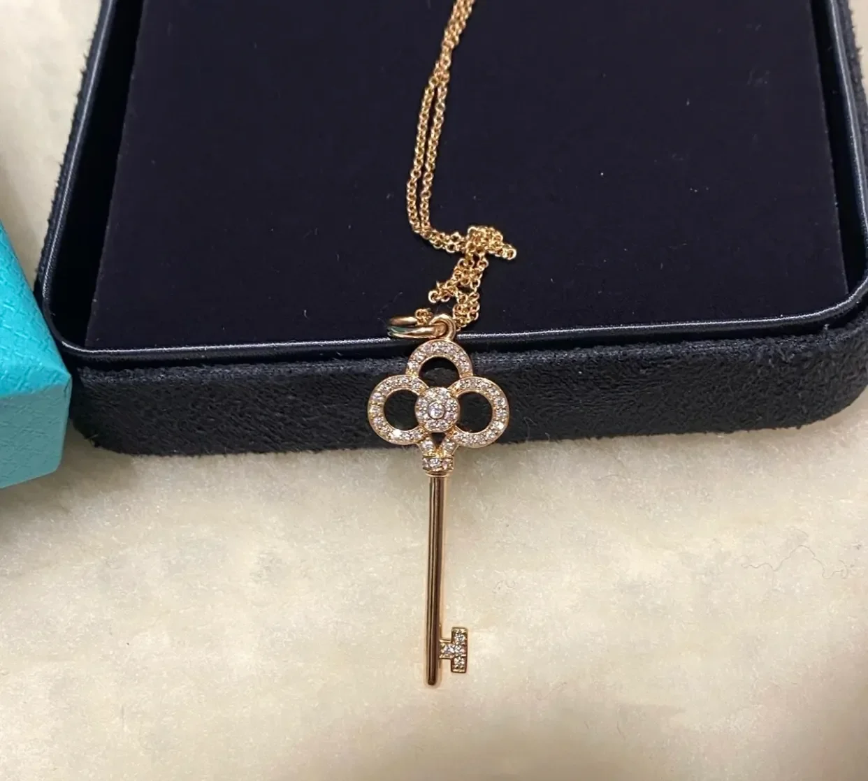 Tiffany & Co. Crown Key Pendant Necklace Rose-Tone product view 1