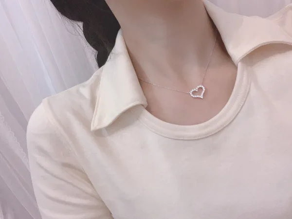 Tiffany & Co. Medium Pavé-Effect Open Heart Necklace Silver-Tone product view 6