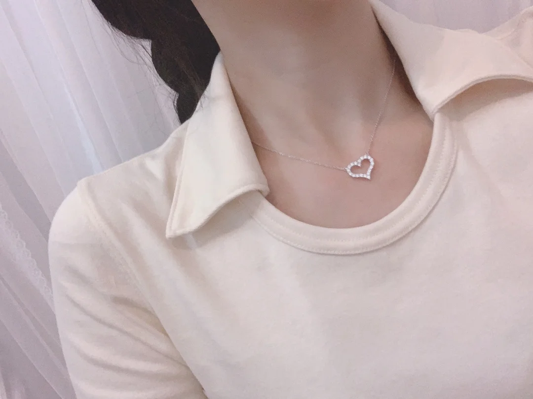 Tiffany & Co. Medium Pavé-Effect Open Heart Necklace Silver-Tone product view 6
