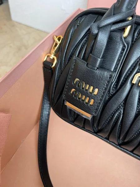 Miu Miu Arcadie Small Bag in Black Matelasse Leather product view 6