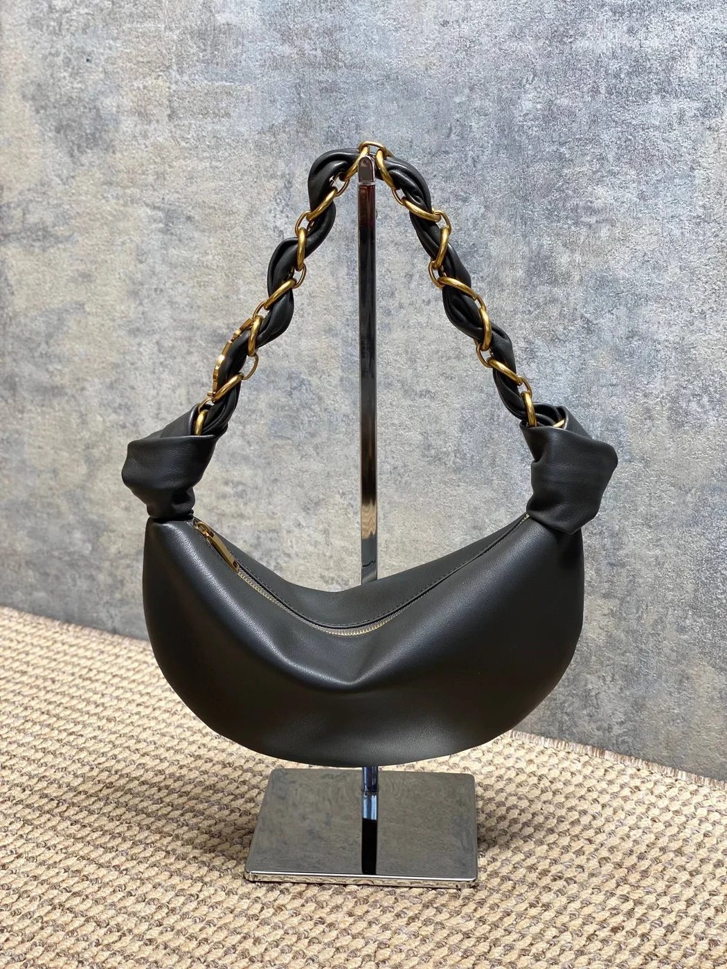 Saint Laurent Amalia Mini Hobo Bag — Dark Grey product view 3