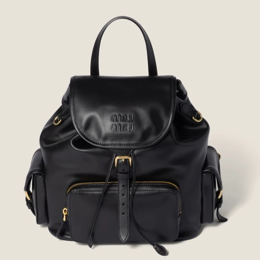Miu Miu Large Backpack in Black Calfskin product view 1