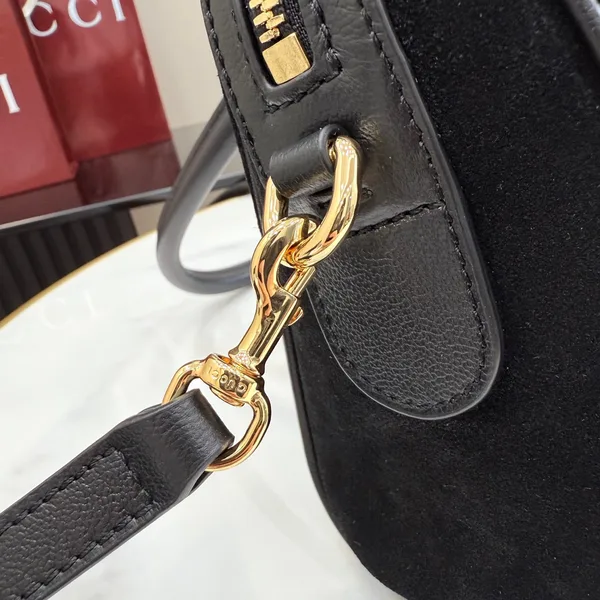 Gucci Borsetto Medium Boston Bag — Black Suede product view 11