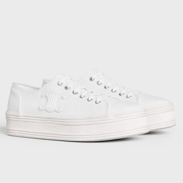 Celine Women’s Jane Low-top Sneakers in White Canvas product photo