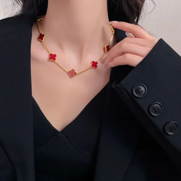 Van Cleef & Arpels Alhambra Red Ten-Motif Gold-Tone Necklace product view 9
