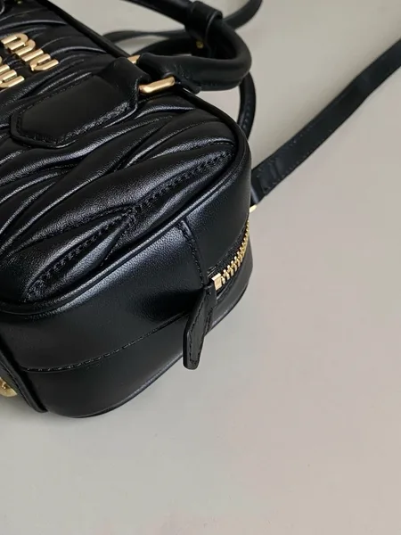 Miu Miu Arcadie Medium Bag in Black Matelasse Leather product view 5