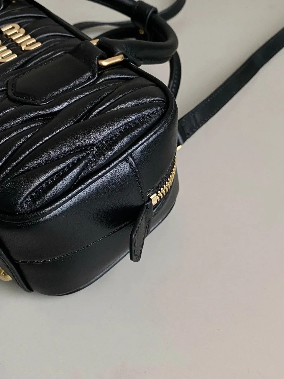 Miu Miu Arcadie Medium Bag in Black Matelasse Leather product view 5