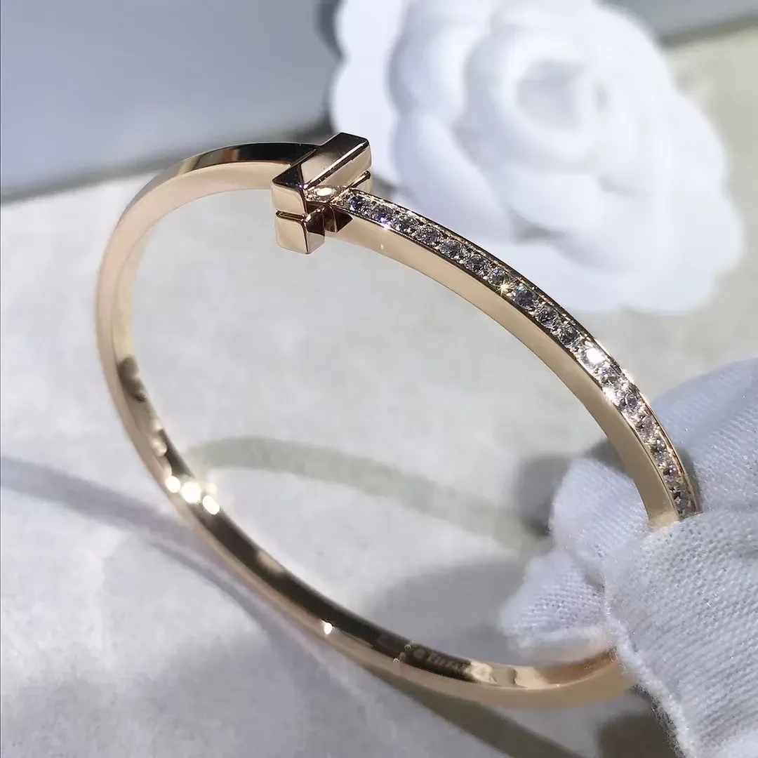 Tiffany & Co. T1 Narrow Half Pavé-Effect Hinged Bangle Two-Tone product view 1