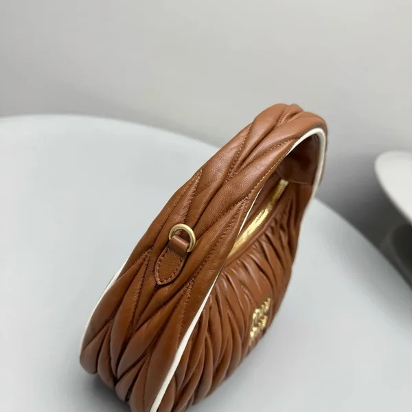 Miu Miu Wander Hobo Bag in Cognac Matelasse Nappa Leather product view 8