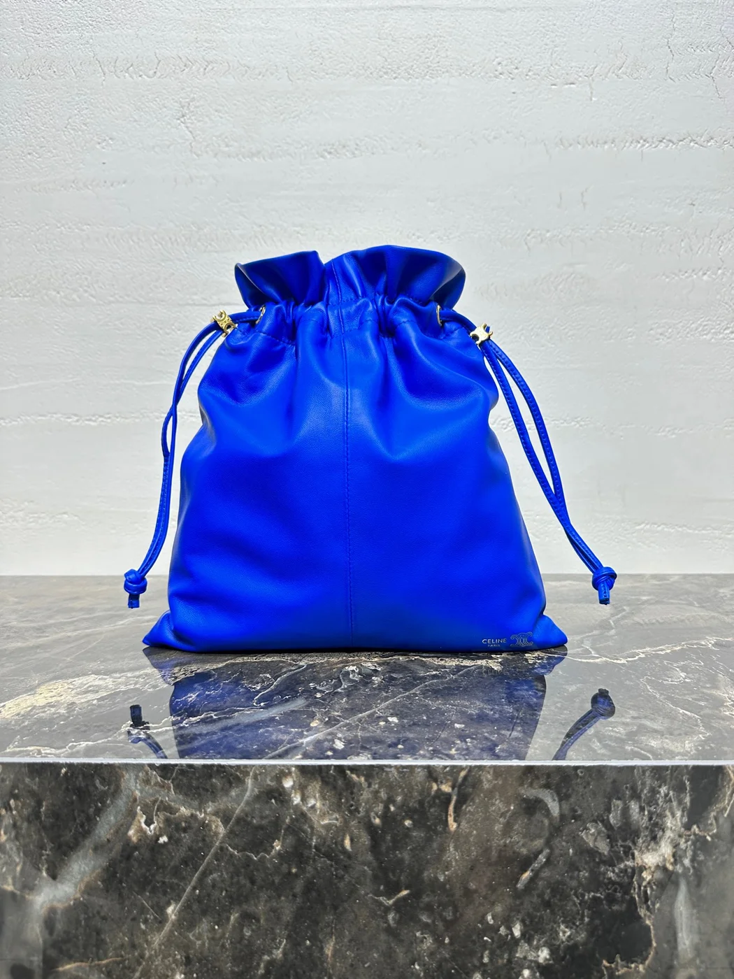 Celine Small Crystal Pouch In Lambskin — Blue product view 10