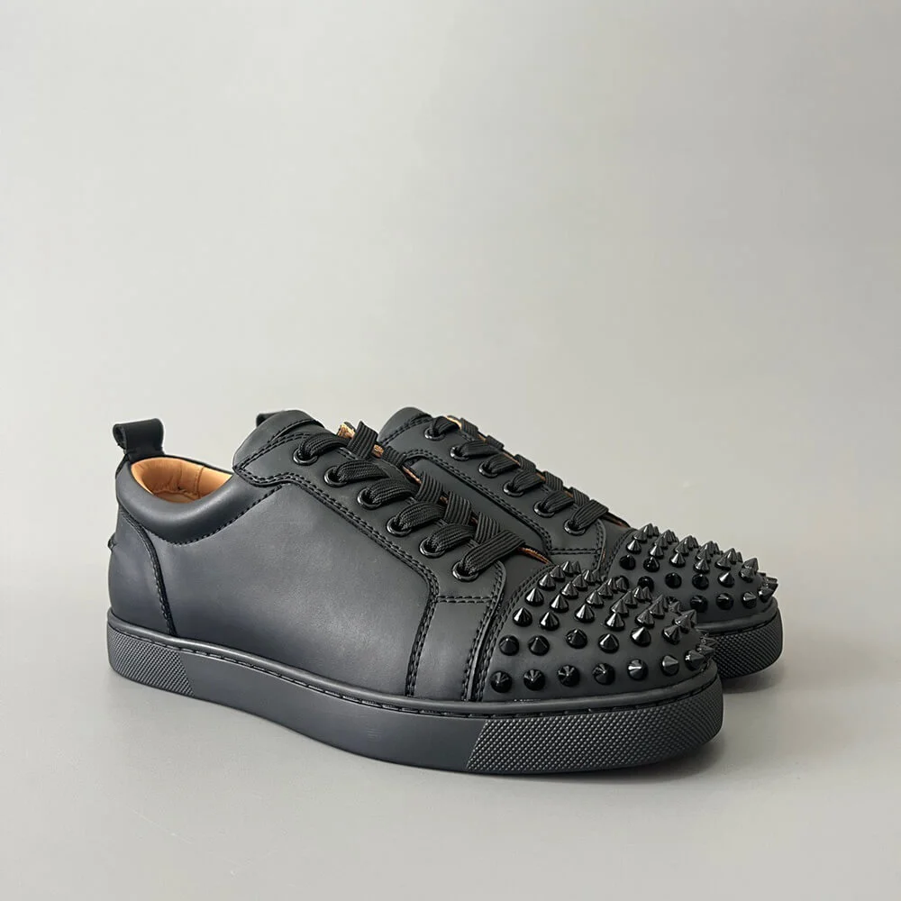 Christian Louboutin Louis Junior Spikes Sneakers Black with Black Sole product view 4