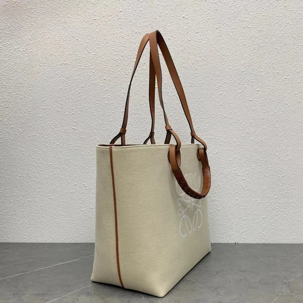 Loewe Anagram Medium Tote Bag In Jacquard and Calfskin product view 3