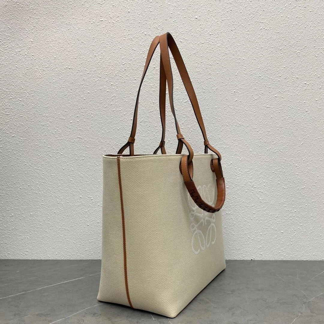 Loewe Anagram Medium Tote Bag In Jacquard and Calfskin product view 3