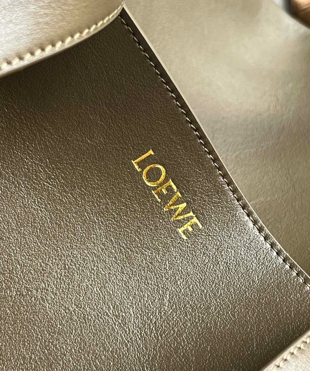 Loewe Large Puzzle Fold Tote Bag in Dark Green Calfskin product view 10
