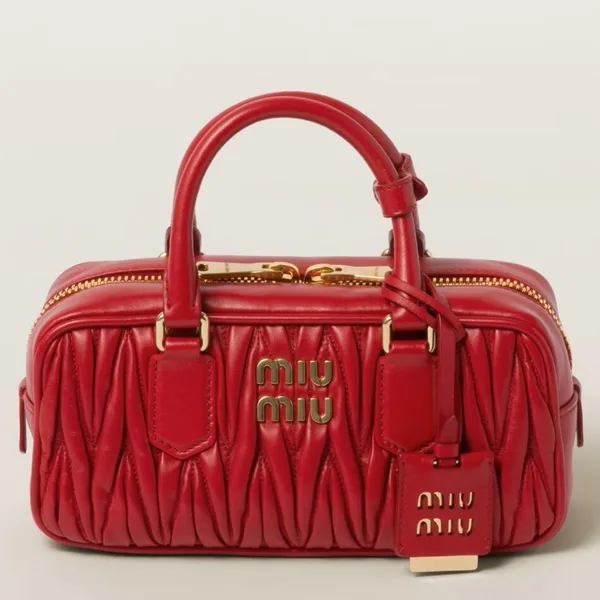 Miu Miu Arcadie Medium Bag in Red Matelasse Leather product photo