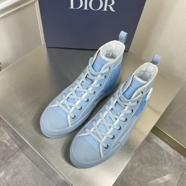Dior Men’s B23 High-top Sneakers In Ligth Blue Oblique Canvas product view 7