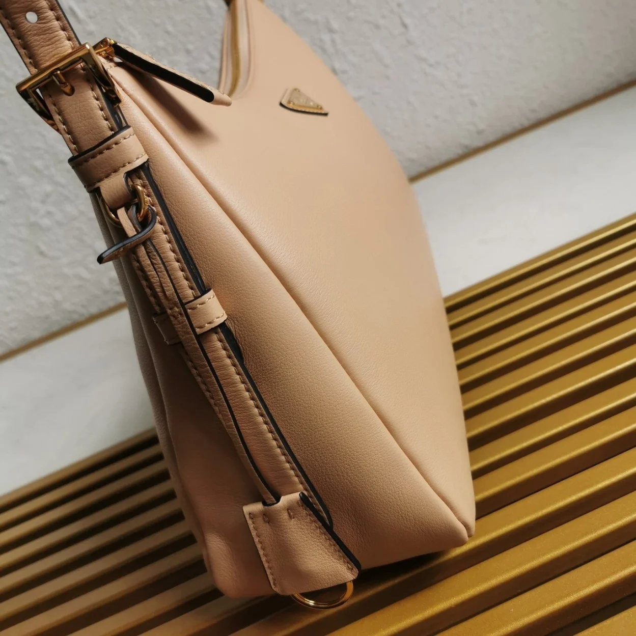 Prada Aimee Large Shoulder Bag in Travertine Leather product view 5