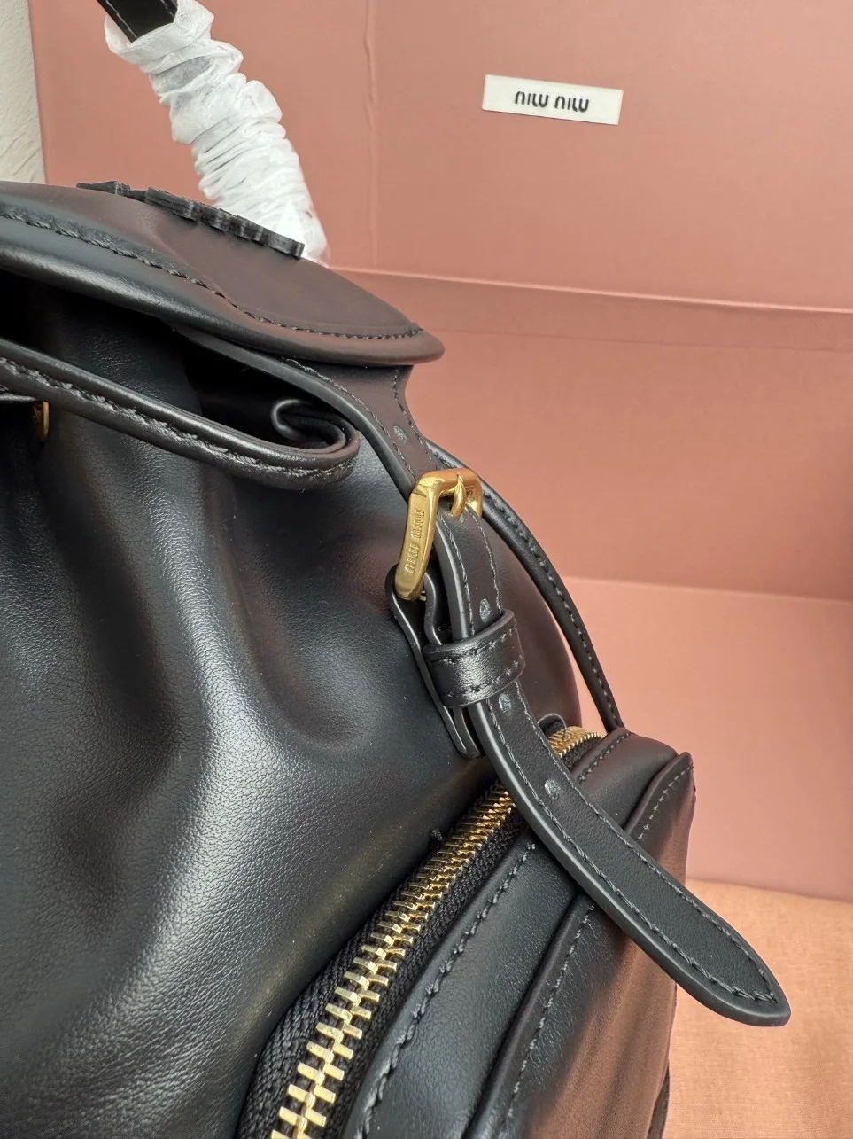 Miu Miu Small Backpack in Black Calfskin product view 8