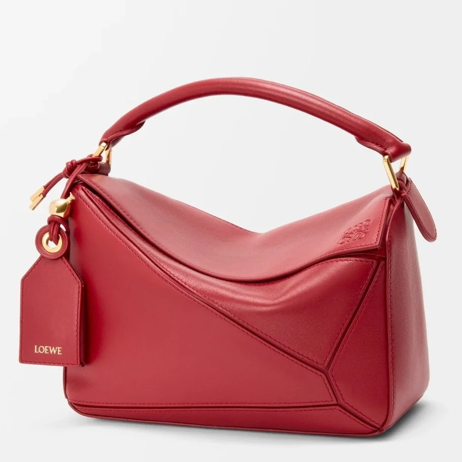 Loewe Featherlight Puzzle Small Bag in Red Nappa Lambskin product view 1