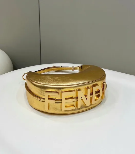 Fendi Fendigraphy Small Hobo Bag In Gold Metallic Leather product view 4