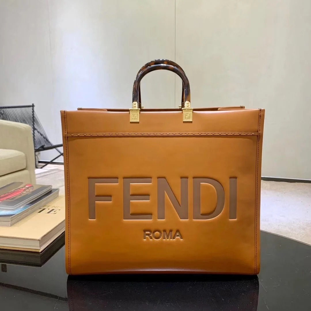 Fendi Sunshine Large Tote Bag In Brown Calfskin product view 2
