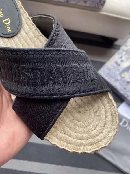 Dior Granville Espadrilles Sandals In Black Embroidered Cotton product view 8