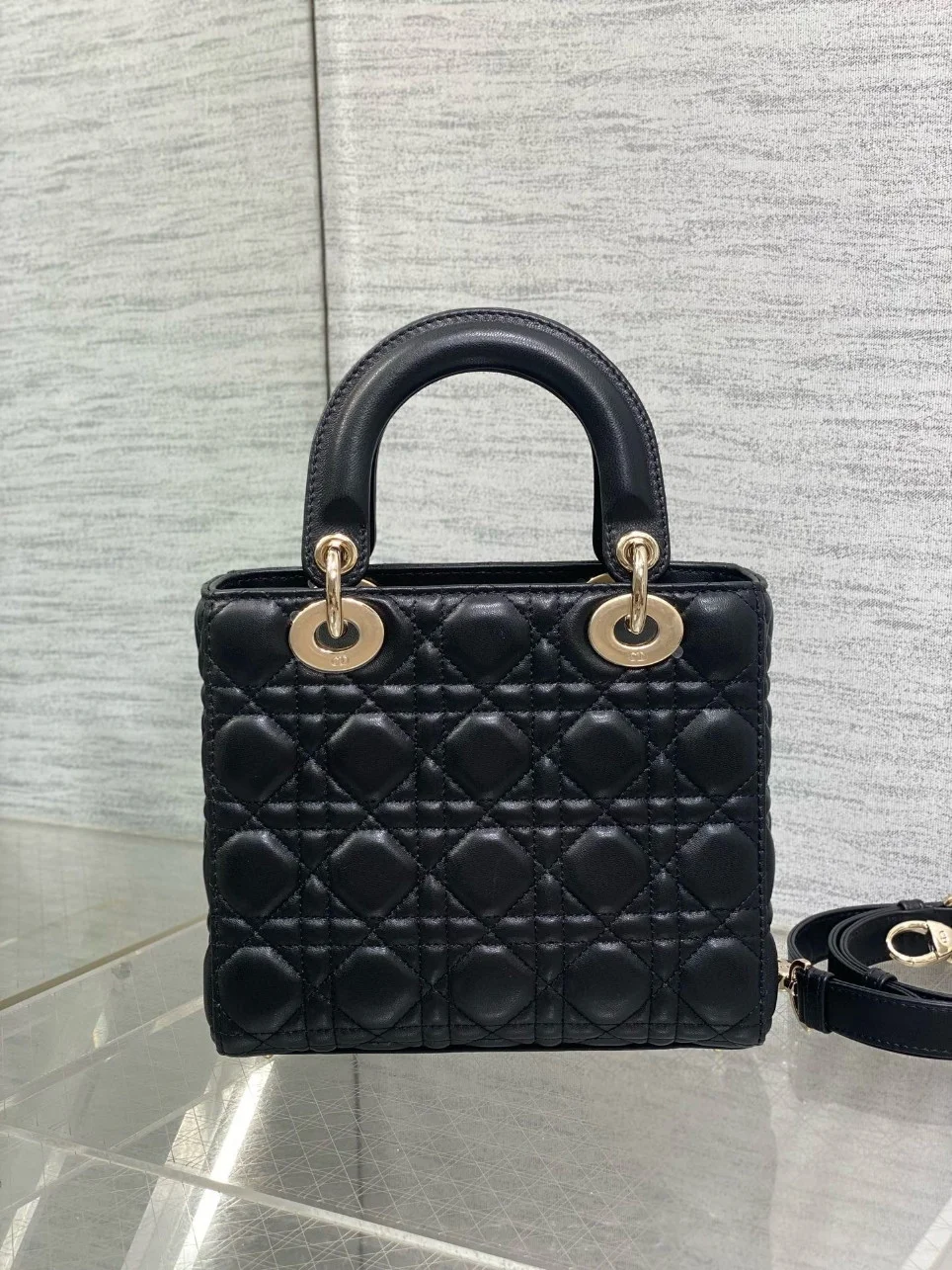 Dior Dioramour Small Lady Dior Bag in Black Cannage Lambskin product view 9