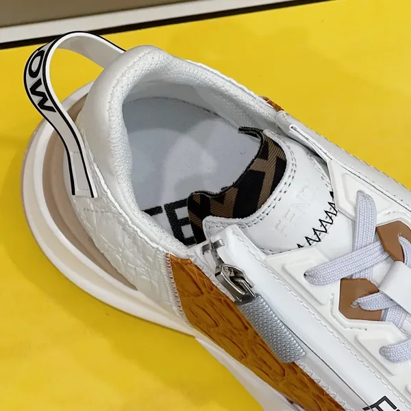 Fendi Flow Low-Top Sneakers in Brown & White product view 7