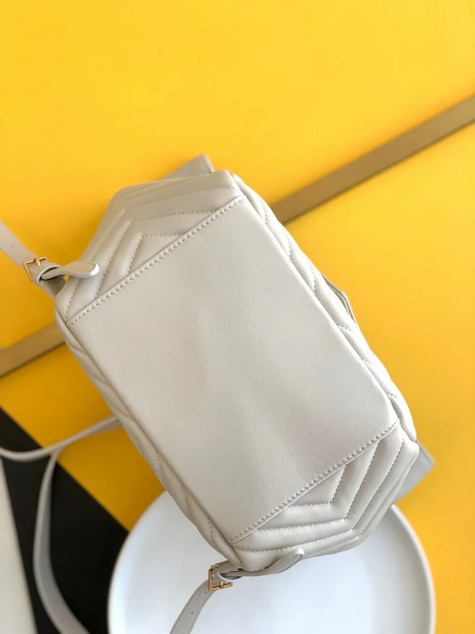 Saint Laurent Joe Backpack In White Quilted Lambskin product view 6