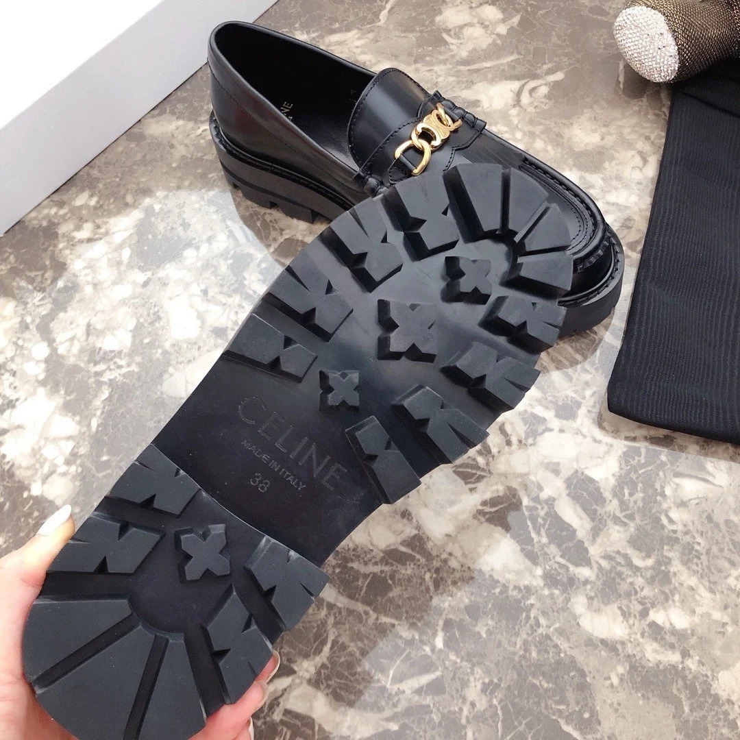 Celine Margaret Loafers in Black Leather with Triomphe Chain product view 8