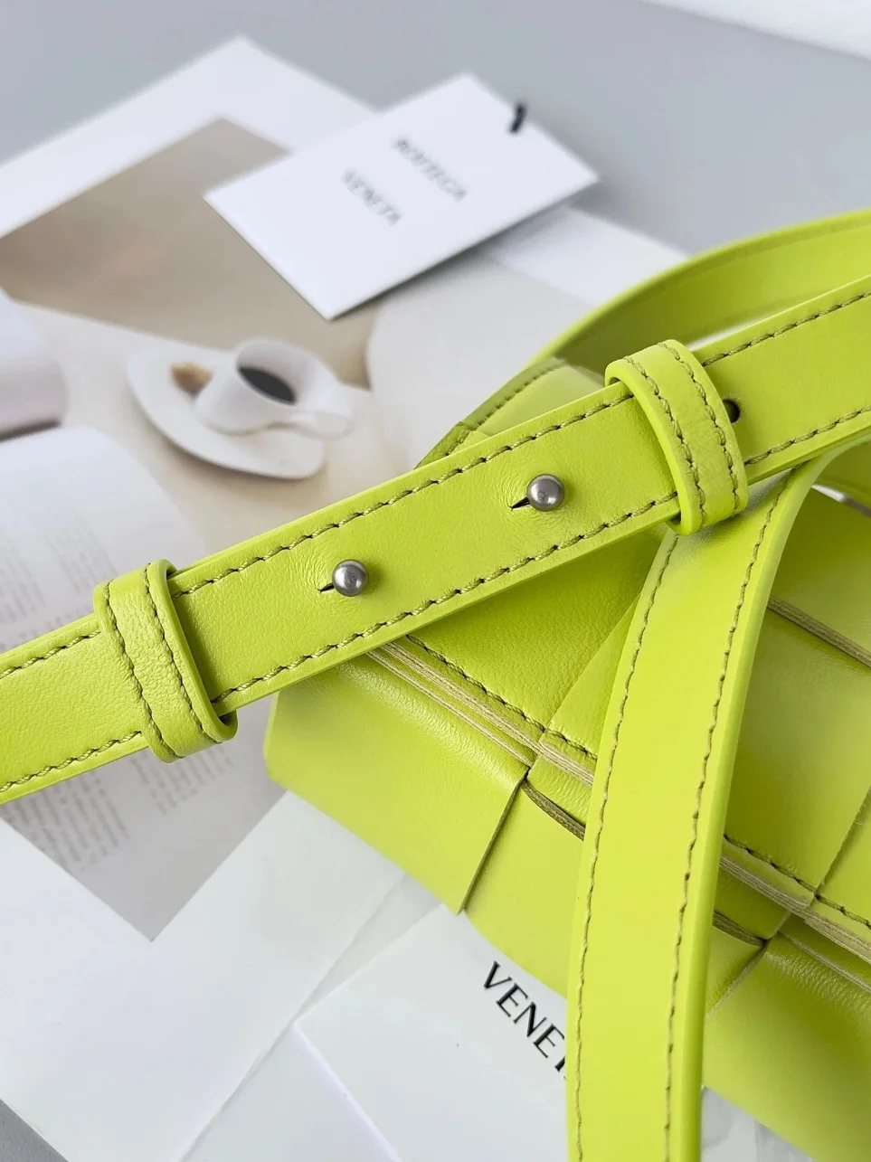Bottega Veneta Candy Cassette Bag In Acid Kiwi Lambskin product view 3