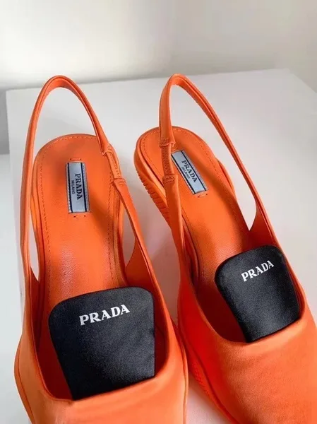 Prada Gabardine Slingback Pumps In Orange Nylon product view 4