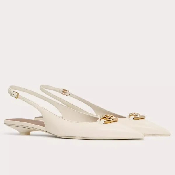 Valentino Bold Edition VLogo Slingback Ballerinas in White Leather product photo