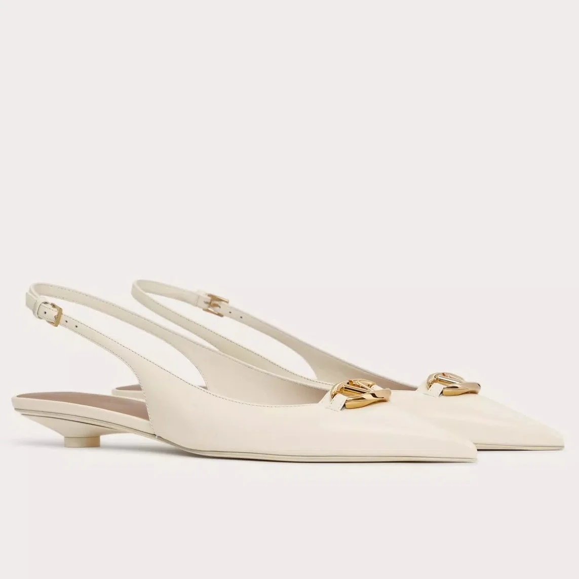 Valentino Bold Edition VLogo Slingback Ballerinas in White Leather product view 1
