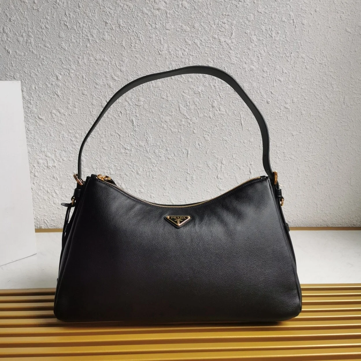 Prada Aimee Large Shoulder Bag in Black Leather product view 9