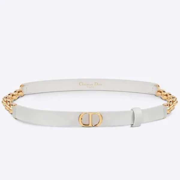 Dior Caro 15MM Belt in White Calfskin and Chain product photo