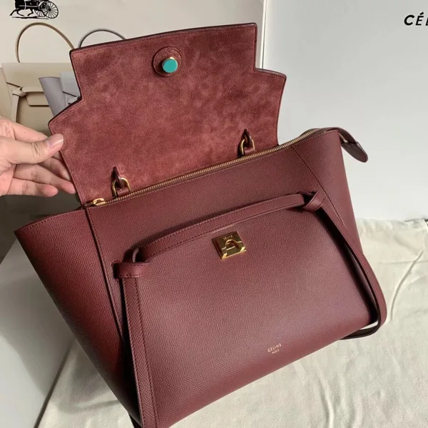 Celine Belt Mini Bag In Bordeaux Grained Calfskin product view 8